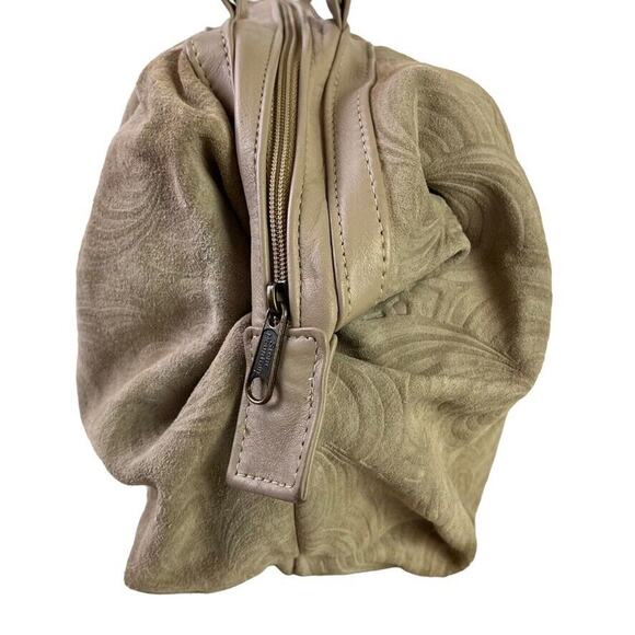 Stone Mountain Suede Embossed Swirl Print Large Double Handle Handbag Purse Bag - Picture 11 of 16